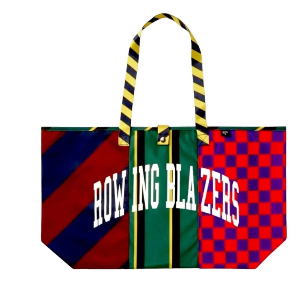 Rowing Blazers x Target Rugby Stripe Reusable Tote Plaid Snap Buttons